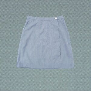 Vintage 90s Y2K KORS Michael Kors Blue White Gingham Checkered Preppy Wrap Skirt